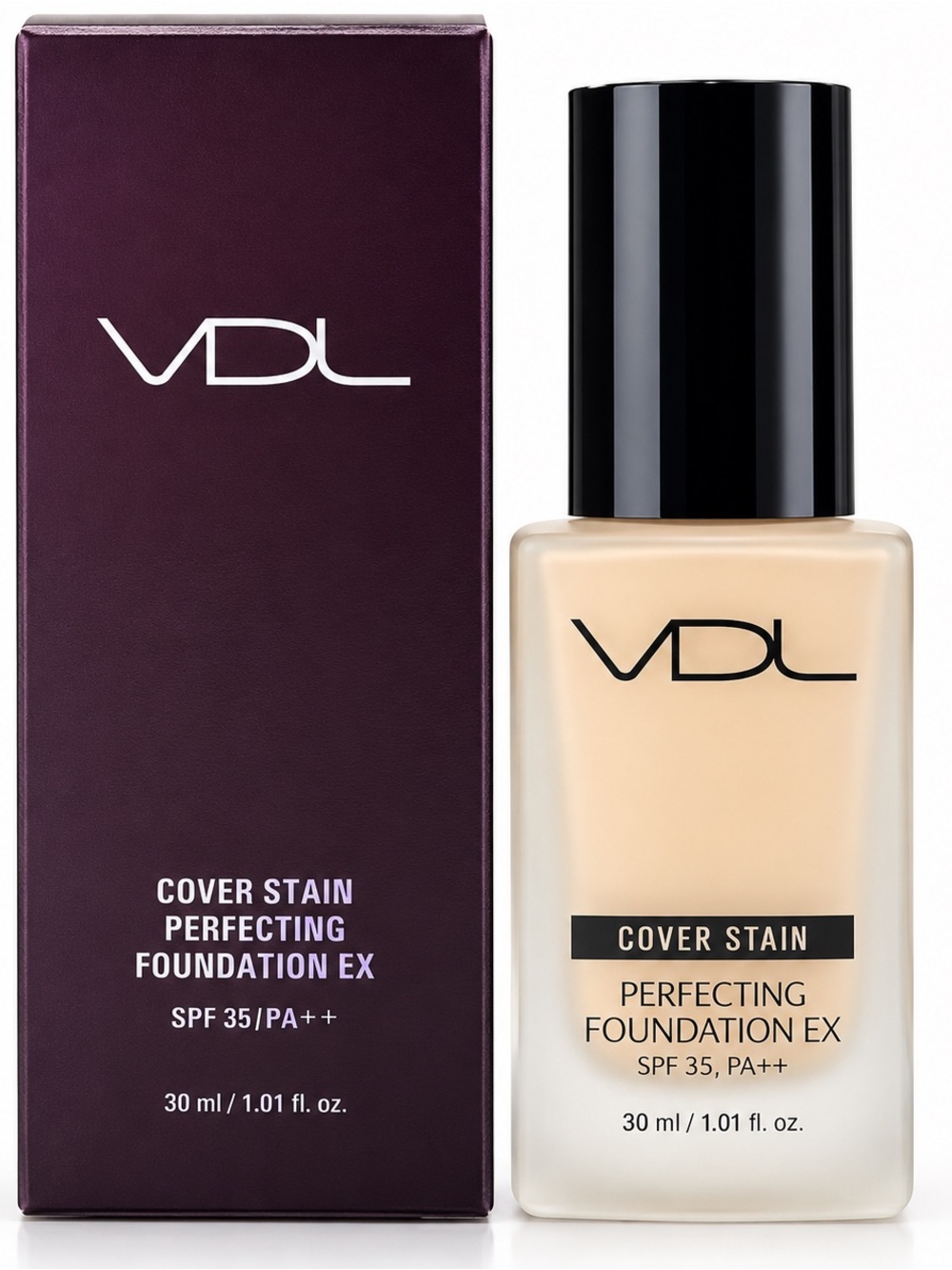 VDL Cover Stain Perfecting Foundation EX V02 30ml SPF35 PA++ K-Beauty